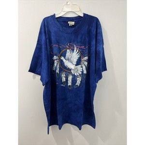 Vtg 90s Ragtops Sportswear Bird Dream Catcher Shirt Single Stitch Tie Dye Purple